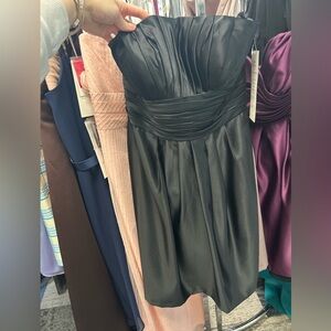 Bill Levkoff Strapless Black Satin Dress